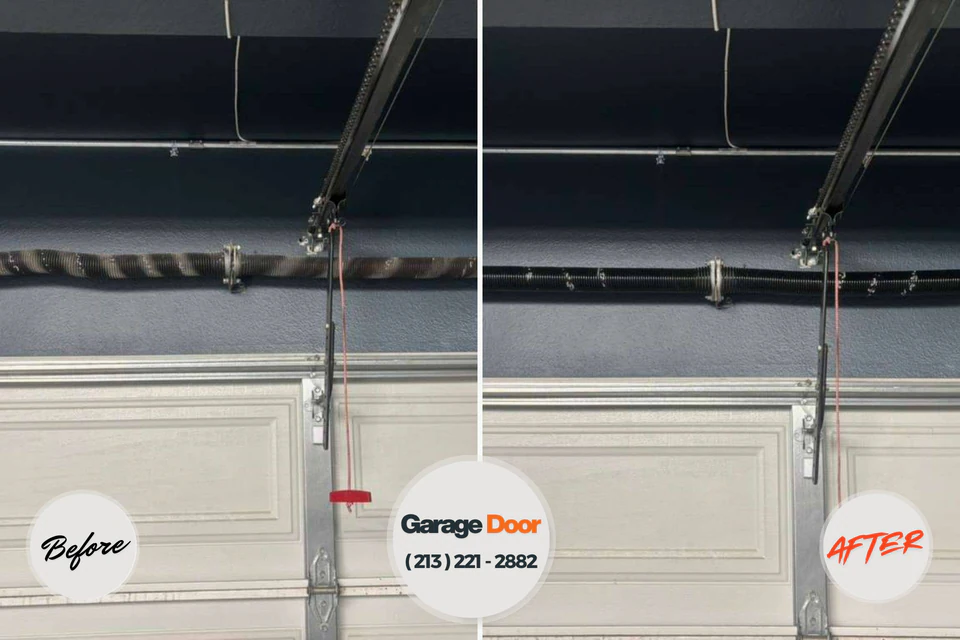 Before and after: garage door repair Oakville, CT